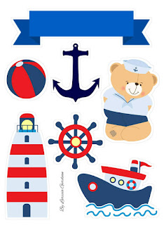 Baby Sailor Bear Free Printable Cake Toppers. 