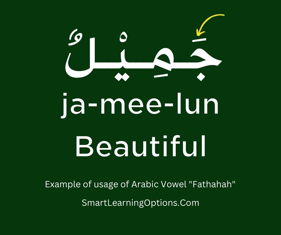 Arabic word "جَميلٌ" with Fathahah marked