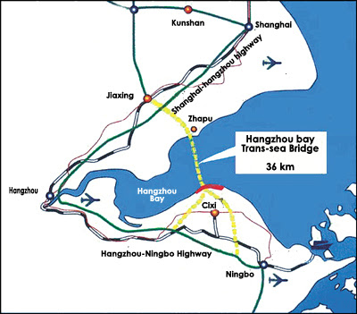 diagram of world's longest trans-sea bridge