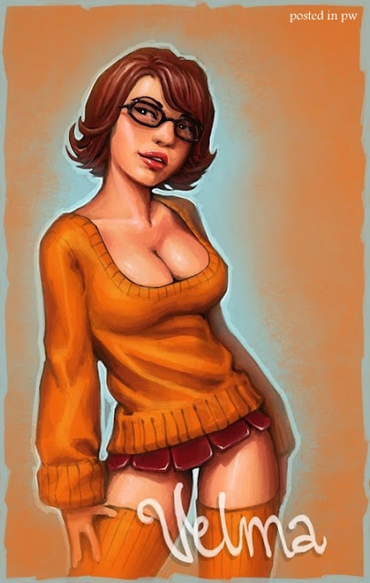 Velma Dinkley hot busty comic figure  the fictional character in the American television animated series Scooby-Doo in a hotter version