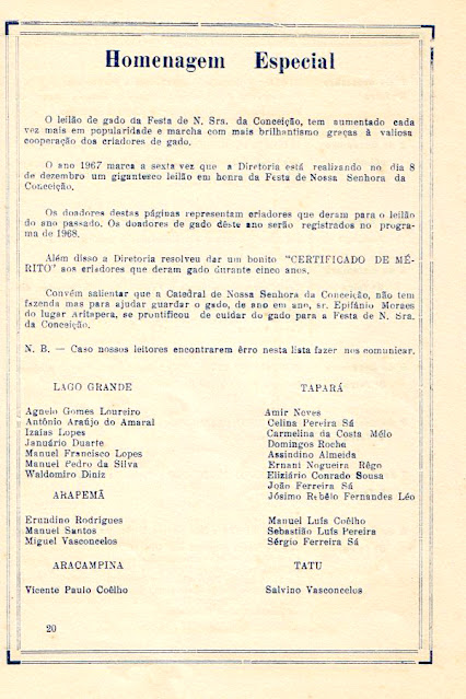 PROGRAMA DA FESTA DE NOSSA SENHORA DA CONCEIÇÃO - 1967 - PAG 20