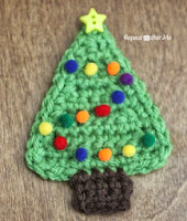 PATRON APLIQUE ARBOL DE NAVIDAD DE CROCHET