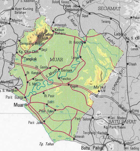 CaknaGeografi: Peta Daerah Muar dan Daerah Ledang