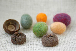 felted acorns multicolor