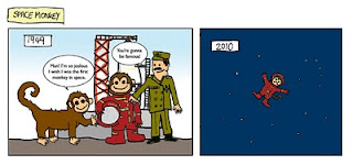 Hilarious comic featuring a russian space monkey  and a rocket ship