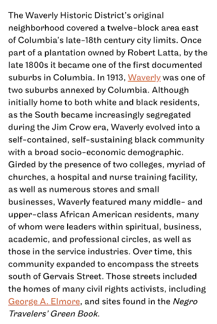text snippet from the web page about the Waverly Historic District information, Columbia South Carolina