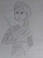 Harmony Arts Academy Drawing Classes Sunday 02-August-2015 9 yrs Chaitrali Suhas Bhagwat Rani Laxmibai Figurative Drawing Drawing Grade Pencils