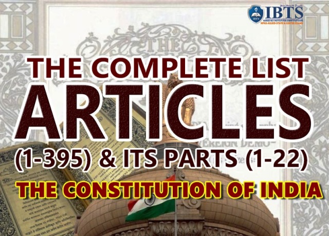 Constitution of India: Complete List of Articles (1-395) and Parts (1-22) (Download PDF)