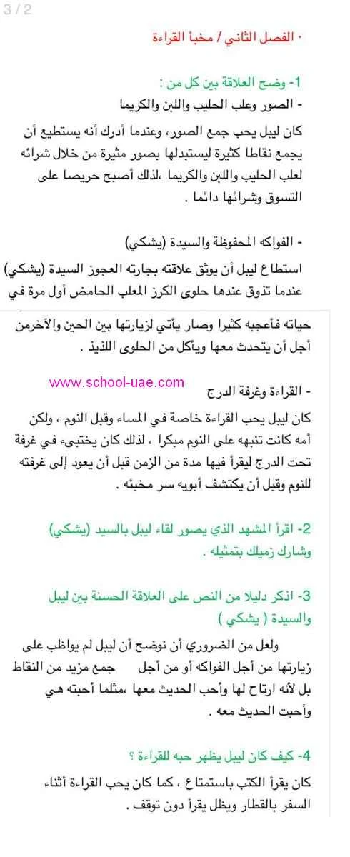 حل رواية احلام ليبل السعيدة لغة عربية للصف السادس الفصل  الثالث 2020الامارات