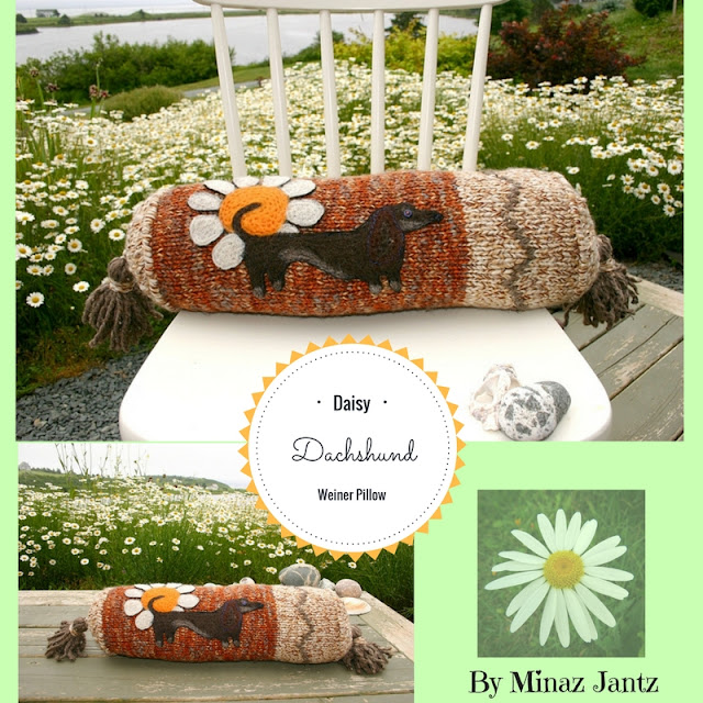 Daisy Daschshund Weiner Pillow by Minaz Jantz