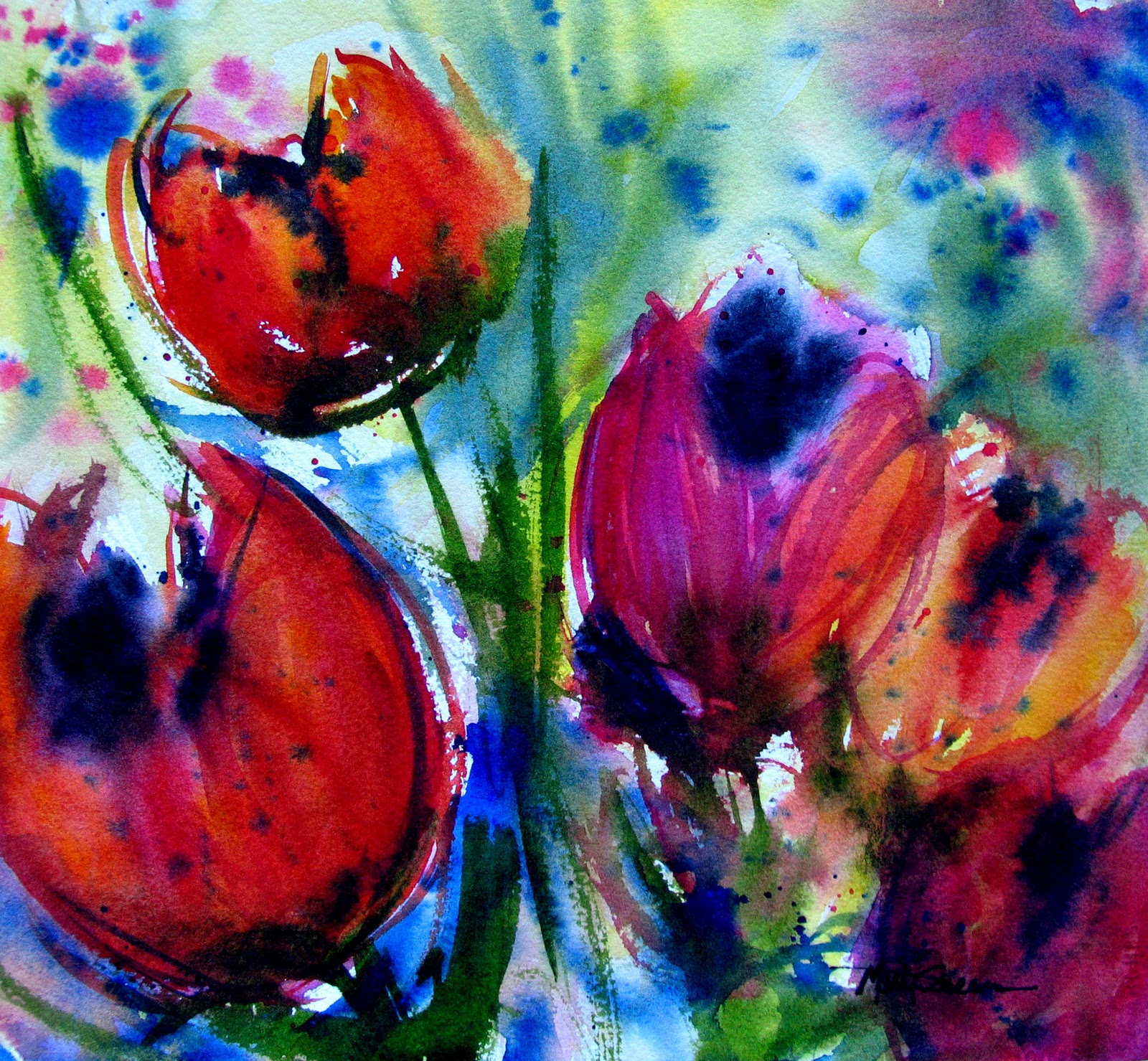 Marti Green Artist Wet into Wet Watercolor Painting 