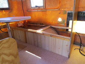 inside a partially finished fiberglass trailer