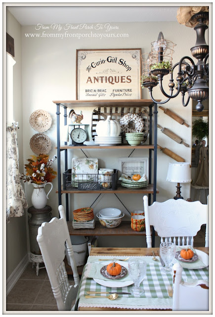 Bakers Rack-Farmhouse Style-Open Shelving- Fall Kitchen--From My Front Porch To Yours