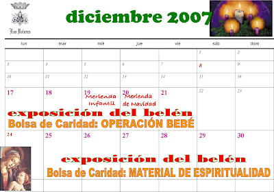 calendario de actividades del mes de diciembre