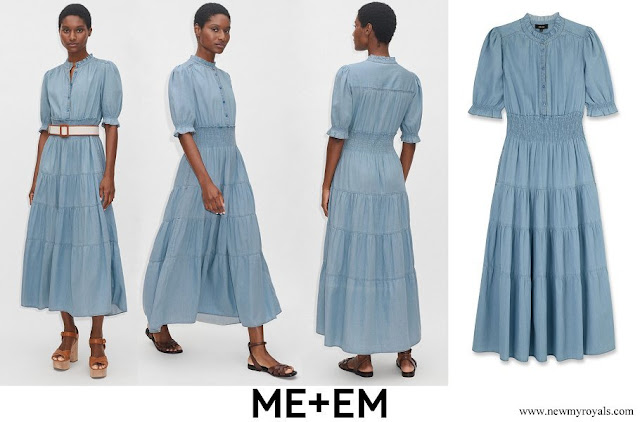 Countess of wessex wore ME+EM Chambray Shirred Waist Maxi Dress