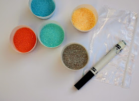 prepping materials for easy colored salt art