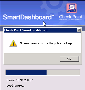 Checkpoint SmartDashboard Error - No Rule Bases Exist for the Policy Package