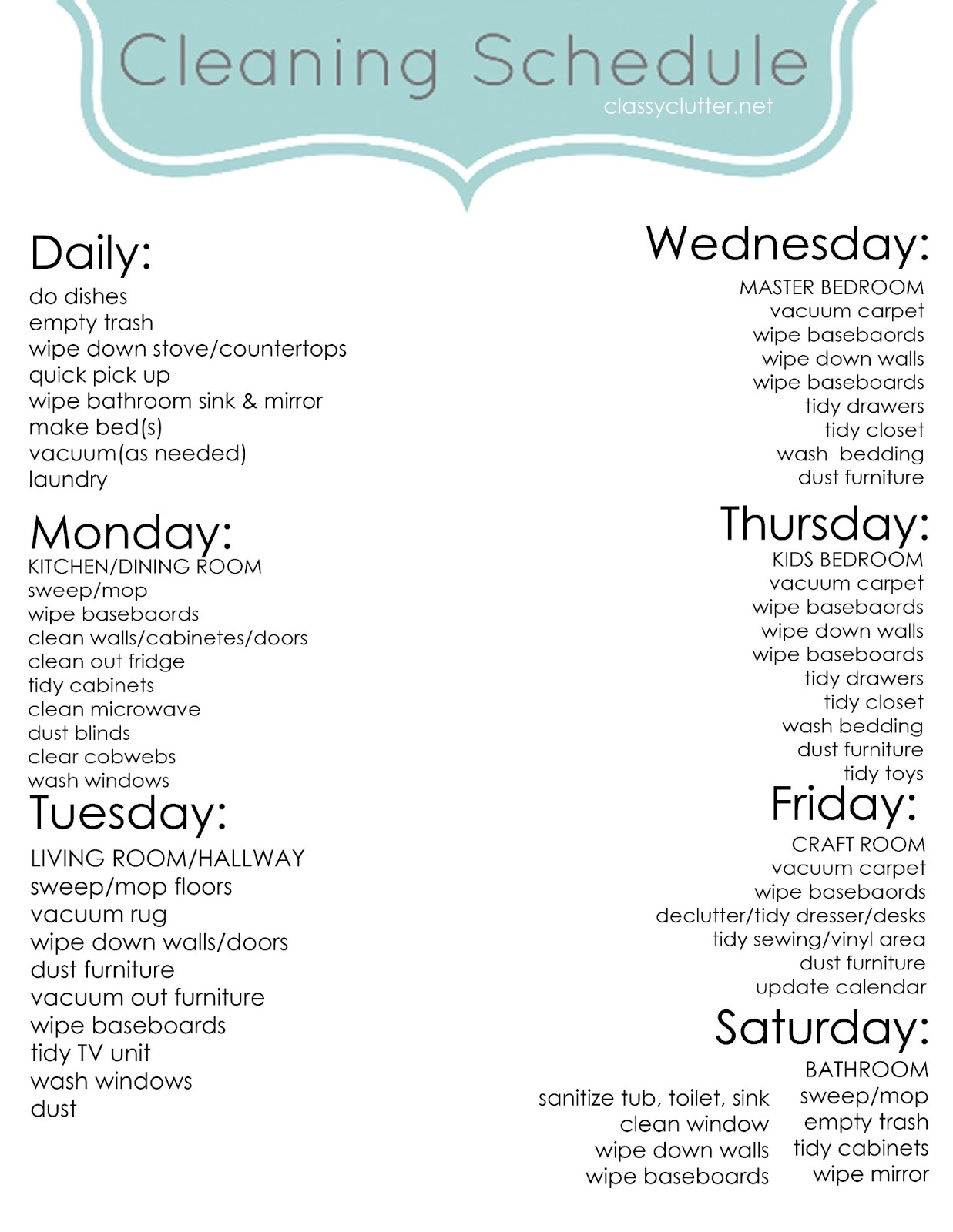 Weekly Cleaning Schedule: Improve Your Cleaning Habits 