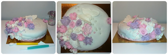 Roses & butterflie fondant cake