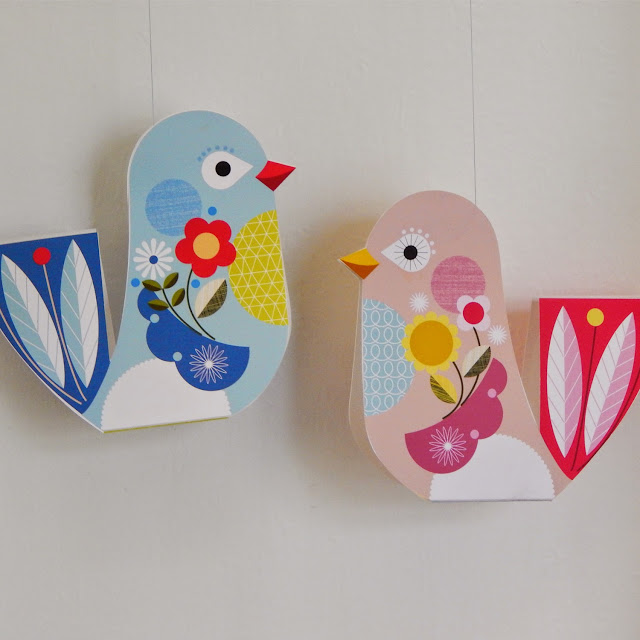 paper craft birds hanging