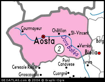 Valle Aosta Map Geography Regions