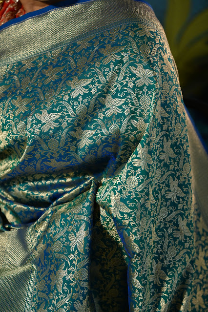 Turquoise blue shikargah saree