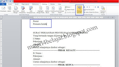 Dalam kehidupan kita sehari hari selalu berkaitan dengan banyak dokumen yang isinya berbed Cara Membuat Mail Merge Pada Ms.Word 2010