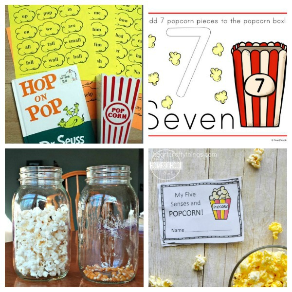 Educational popcorn activities perfect for national popcorn day, preschool themes, and homeschooling families