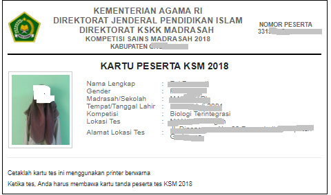  jika Anda merasa kebingungan ketika akan  Cara Mencetak Kartu Tes Peserta KSM