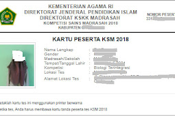 Cara Mencetak Kartu Tes Peserta KSM