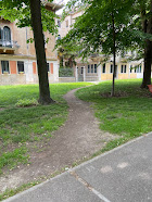 Desire path in Venice, Italy