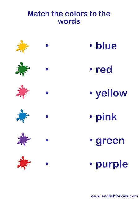 Matching colors to English words worksheet - spring vocabulary