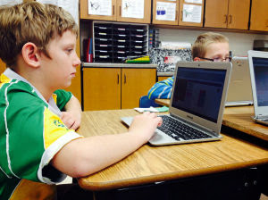 Student working on MacBook Air