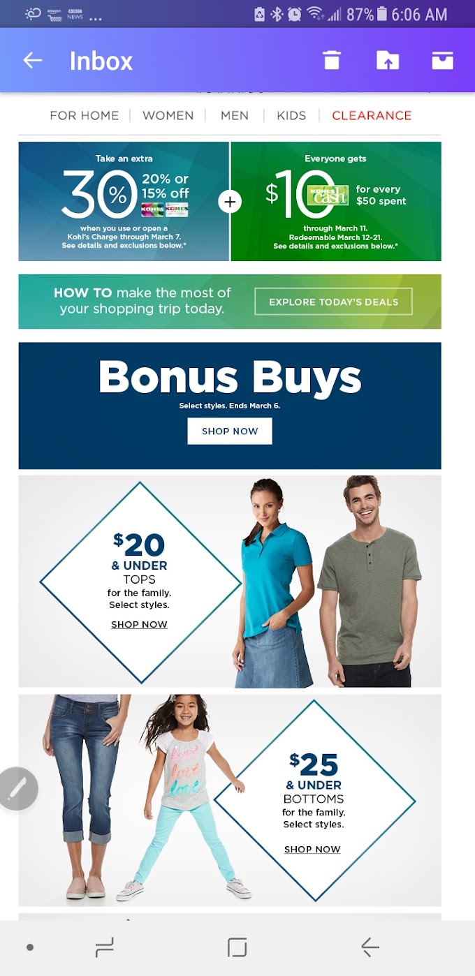 Deals in my Email this morning 3/6/18