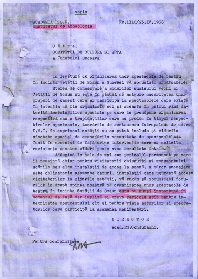 Comuniștii au interzis organizarea unor evenimente cu public numeros în Cetatea de Scaun, pentru protecția monumentului istoric. Documente din Arhivele Statului