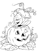 Imprime gratis dibujo de Halloween para niños de calabaza y abejita para . (dibujos halloween )
