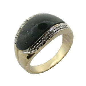 Very Cool Diamond and Black Jade Ring