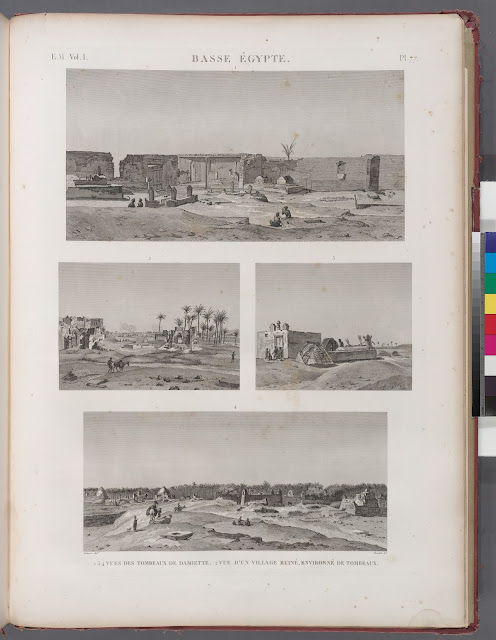الصور 1 و3 و4 لمقابر في دمياط والصورة 2 لقرية خربة محاطة بالمقابر