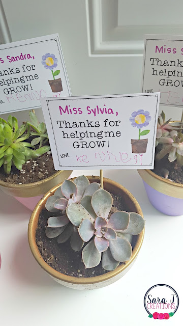 Easy budget friendly thank you presents!  Thanks for helping me grow with a version that says we as well.  Free gift tags to go with the plants/flowers of your choice.