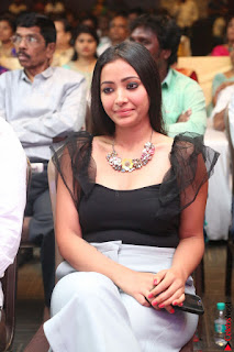 Swetha Basu in a Black Sleeveless Top Long Skirt at Mixture Potlam Movie Audio Launch 062.JPG