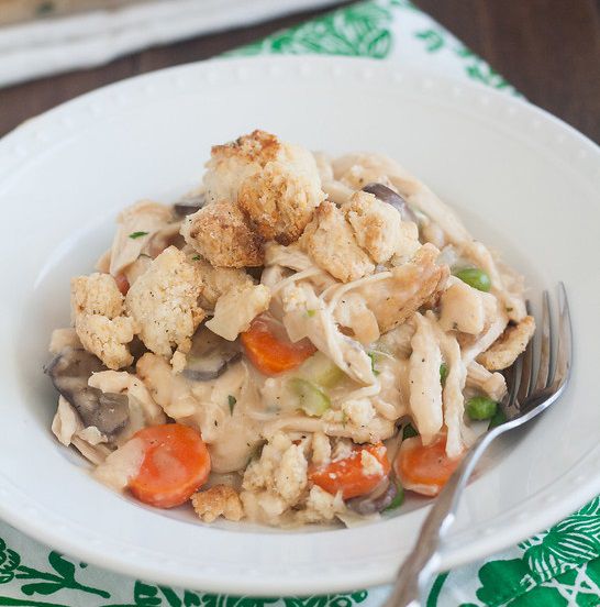 Chicken Pot Pie with Savory Crumble Topping