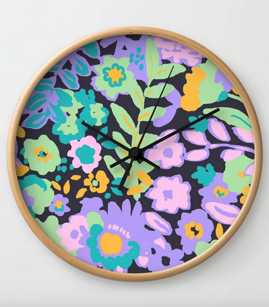 Bright flowers wall clock