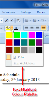 Text Highlight Colour Palette