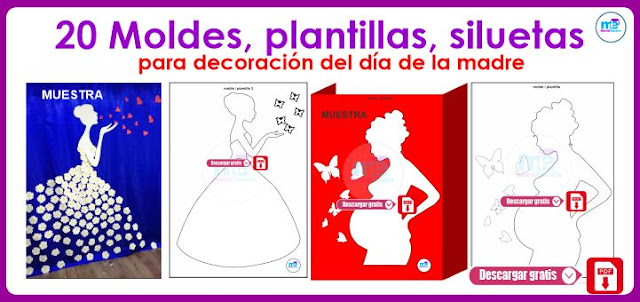  20 Moldes, plantillas, siluetas para decoración del día de la madre