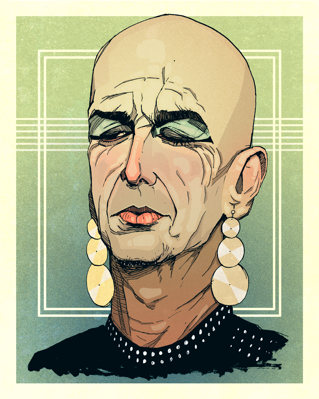 Drawing Denis O'Hare as Liz Taylor, AHS: Hotel