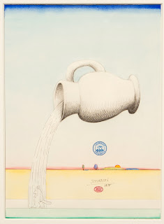 illustration by Romanian-born American cartoonist and illustrator saul steinberg of rain