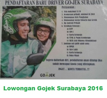 Ayo Daftar, Lowongan Gojek Surabaya - September 2016 