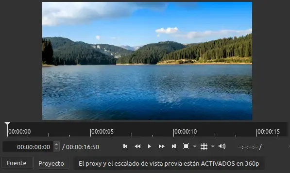 La previsualización de los clips dentro de la lista de reproducción y línea de tiempo sucede en esta ventana