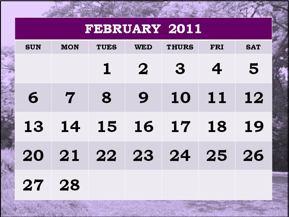 february 2011 calendar print out. 2011 February printout