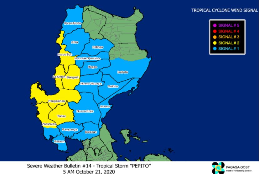 'Bagyong Pepito' PAGASA weather update October 21, 2020